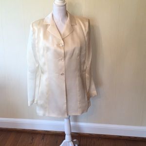 Bloomingdales cream silk organza jacket